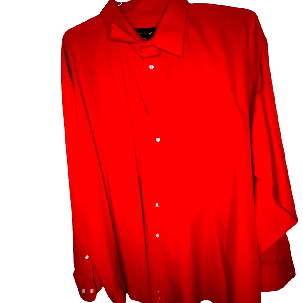 Beverly Hills Polo Club Men’s Button Down Dress Shirt Flame 🔥 Red Color 👔